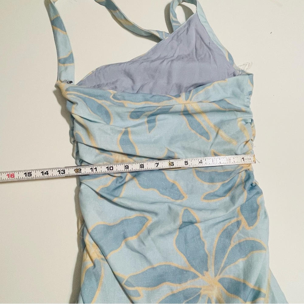 Peppermayo Annalissa Linen Mini Dress in Opulent Blue Side Ruching Size 4 NWT - Picture 7 of 13